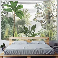 tropical plant print art tapestry wall hanging palm tree leaves hippie flamingo cactus painting boho polyester carpet wall decor