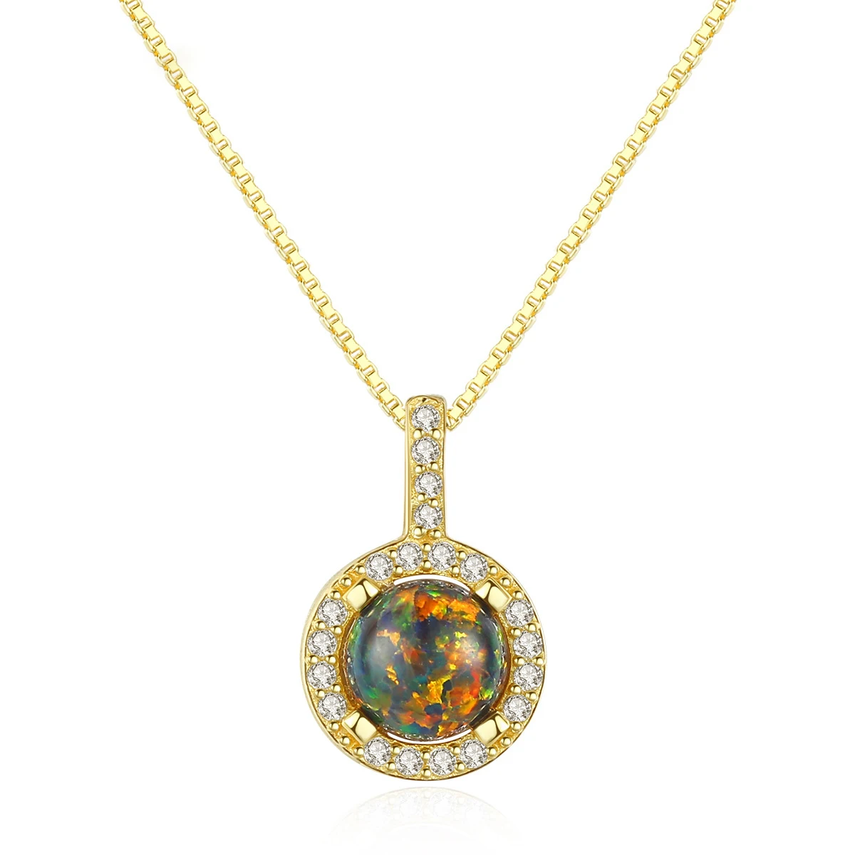 

MetJakt S925 Sterling Silver Fashion Simple Opal Women's Pendant Necklace