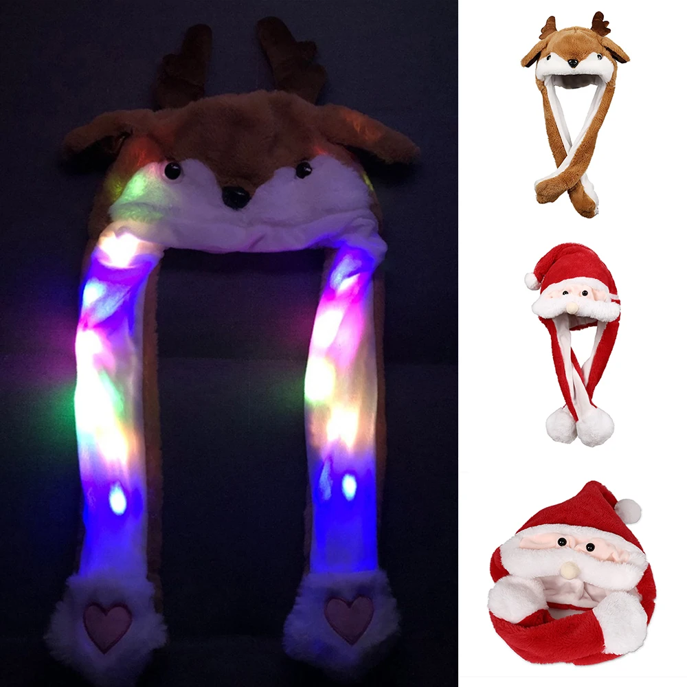 Рождественская Люминесцентная движущаяся шапка с ушами лося игрушки для