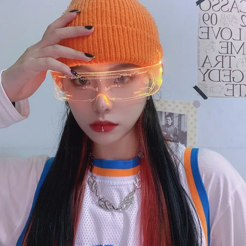 Модные светодиодные очки в стиле хип-хоп для женщин и мужчин уличная одежда