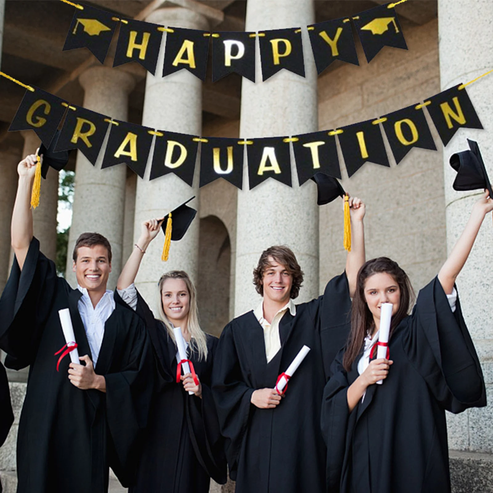 

Congrats Grad Bunting Graduation Banner College Photo Party Decor Flag