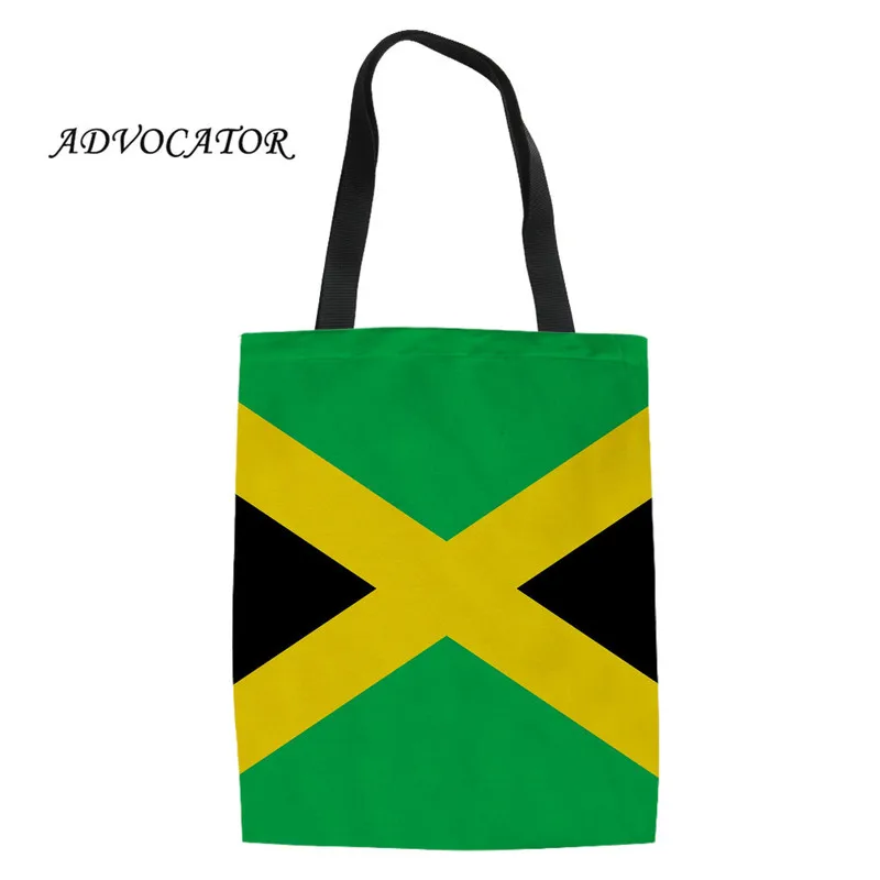 

ADVOCATOR Women and Men Canvas Shoulder Bags Jamaican Flag Design Ladies Folding Shopper Bags Outdoor Tote Daily Handbag Torebka