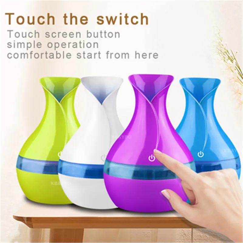 

300ML Vase Humidifier Aromatherapy Essential Oil Diffuser 7 Color LED Light Ultrasonic Cold Fog Air Humidifier For Home office