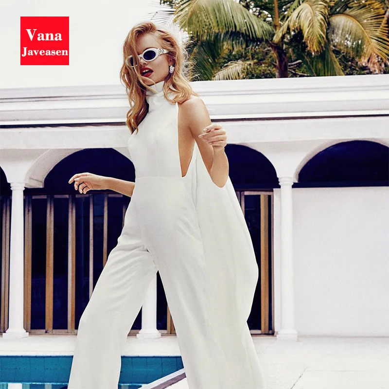 

Sleeveless Hollow Out Backless Jumpsuit Women High Waist Lacing Up Romper Women Elegant Jumpsuits OL Style Flare Summer Rompers