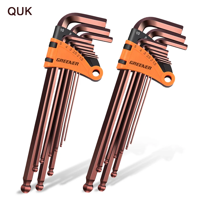 

New QUK Hex Wrench Set Screwdriver Universal Allen Key 1.5mm-10mm 9PCS Double-End L Type Hexagon Flat Ball Spanner Metric Hand