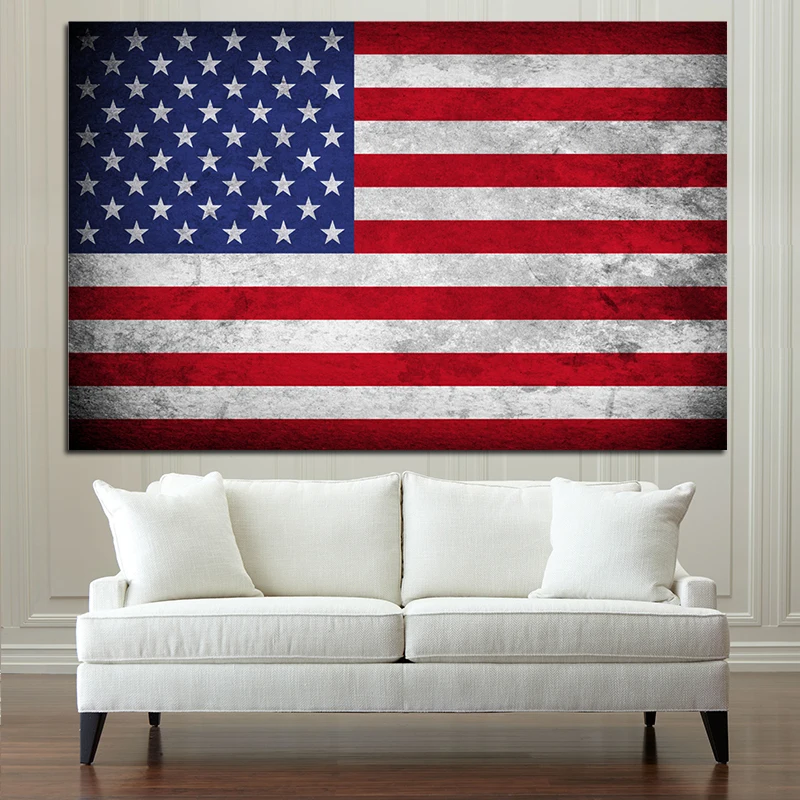 Винтажная Печать на холсте с американским флагом подлинное искусство стену 13