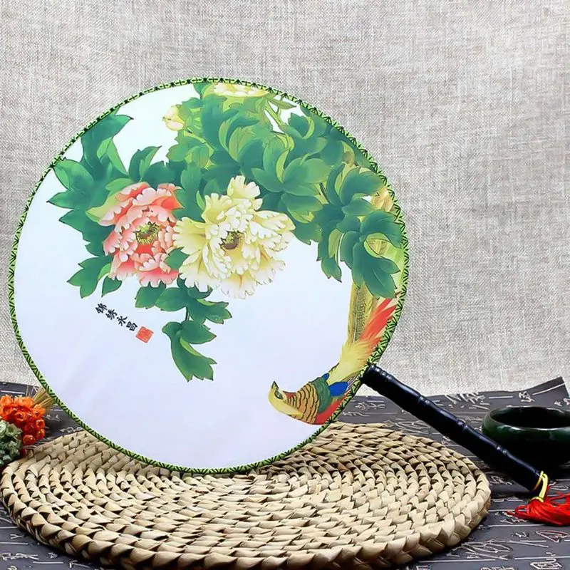 

Женский Круглый веер для классических танцев в китайском стиле, ручной круглый винтажный веер с кисточкой, случайный цвет