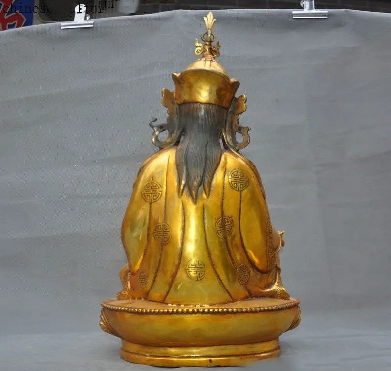 

Christmas 18"Tibet Buddhism temple Bronze gilt Padmasambhava Buddha Lotus Guru Monk Statue Halloween