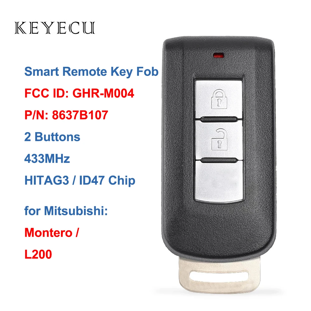 Ключ дистанционного управления Keyecu OEM 2 кнопки 433 МГц 47 чипов для Mitsubishi Montero L200