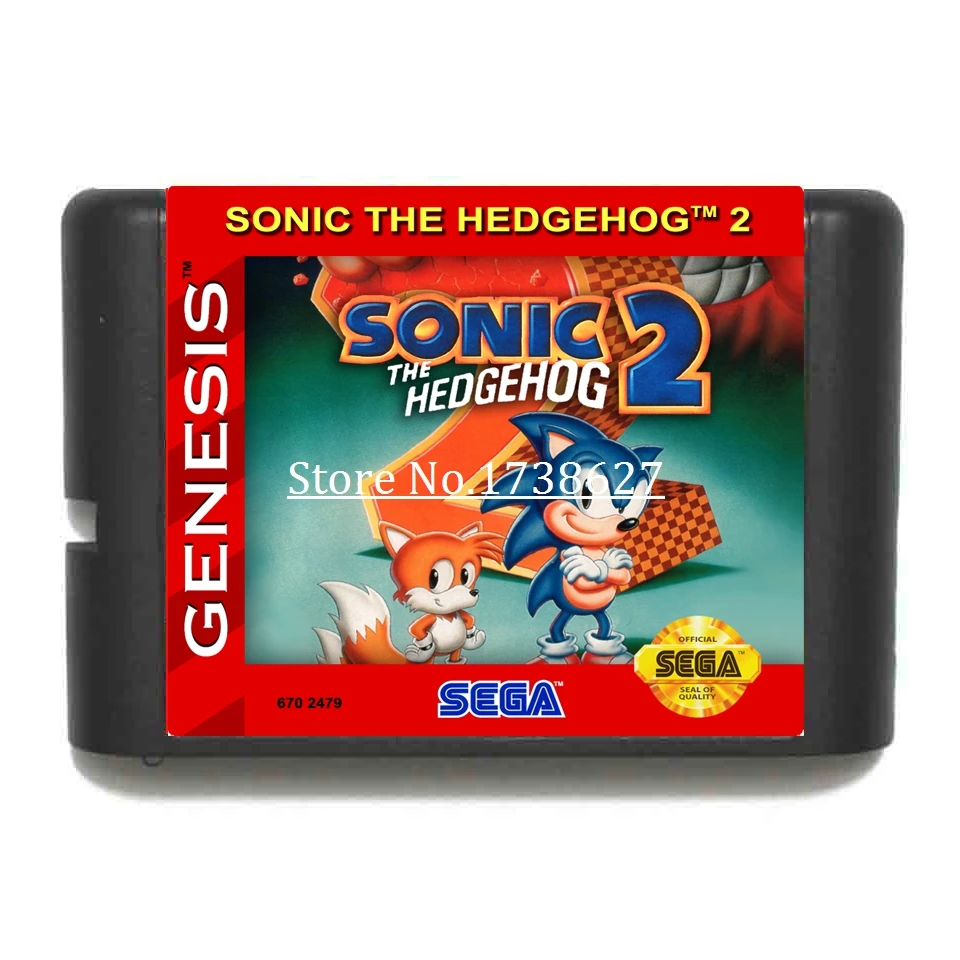 Картридж Sonic the Ежик 2 16Bit для игровых приставок Sega MegaDrive &amp Genesis | Электроника