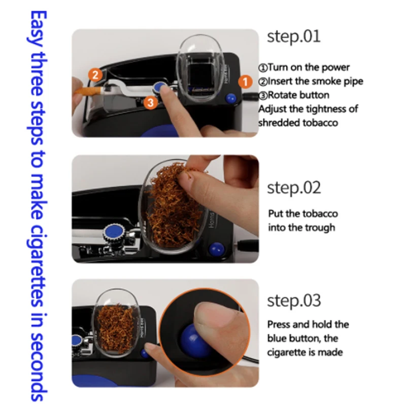 Перезаряжаемая электрическая автоматическая машина для катания сигарет, производитель табака, ролик для создания курительных принадлежностей DIY на.