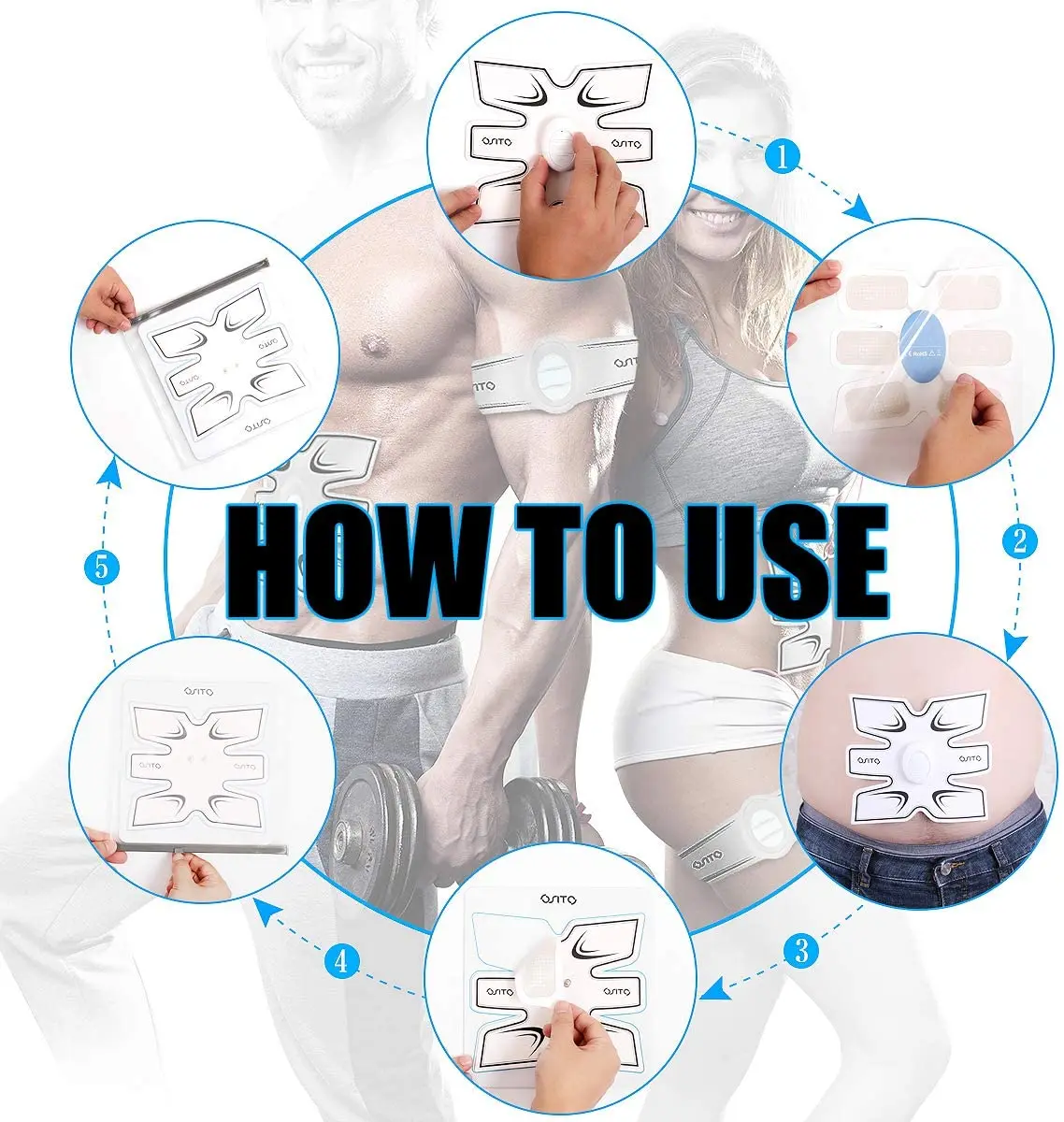 

OSITO TENS Unit EMS Muscle Massager Stimulator Fitness Trainer Abdominal