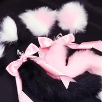 fox tail bow metal butt anal plug cute soft cat ears headbands erotic cosplay accessories adult sex toys for couples