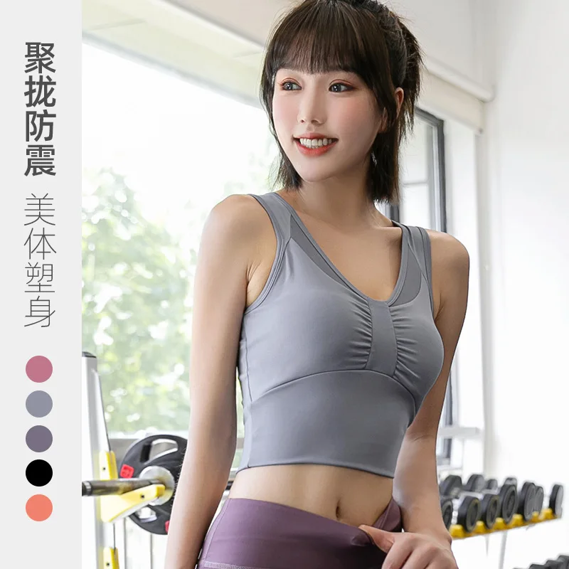 

New Shockproof Gathering Running Sports Bra Bowknot Underwear Mesh Quick-drying Sports Bra Yoga Training Suit