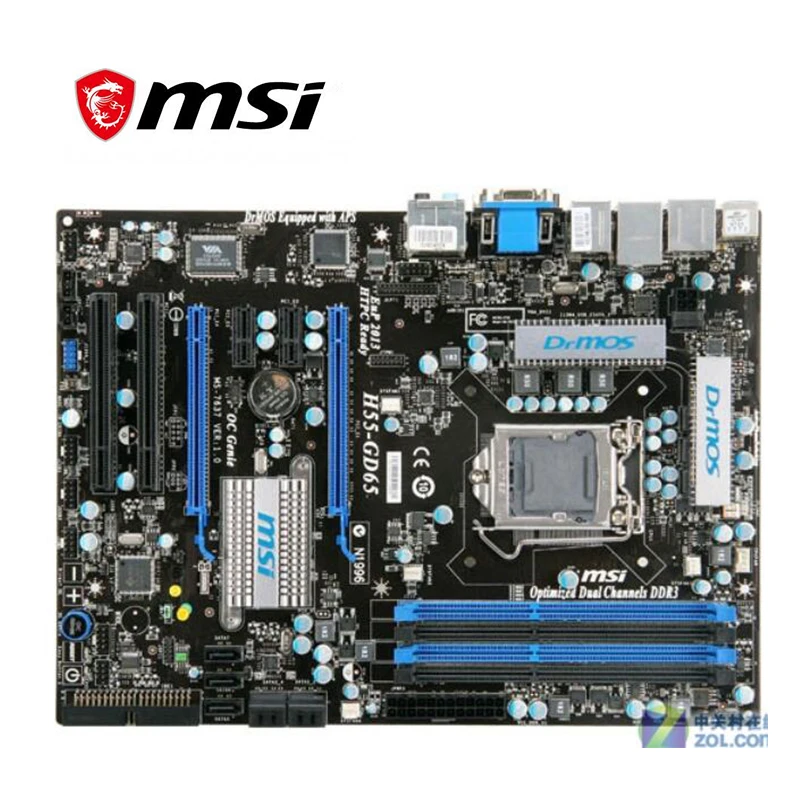 Для материнской платы MSI H55-GD65 LGA 1156 DDR3 для Intel H55M H55 десктопная материнская плата SATA
