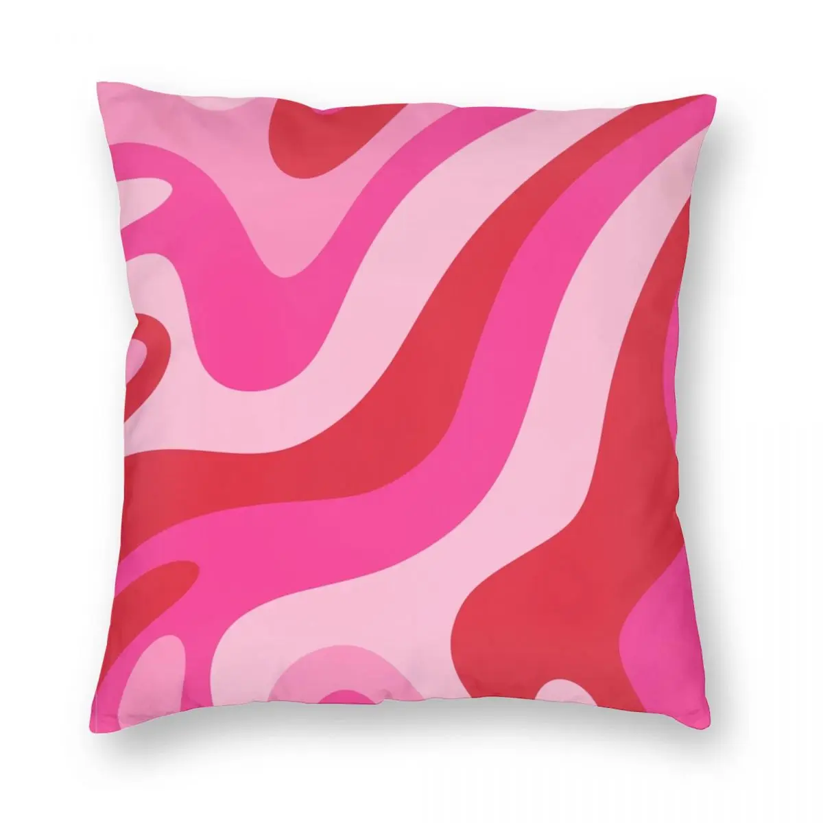 Retro anni '70 Love Swirls federa quadrata poliestere lino velluto stampato Zip decorativo fodera per cuscino cuscino per camera