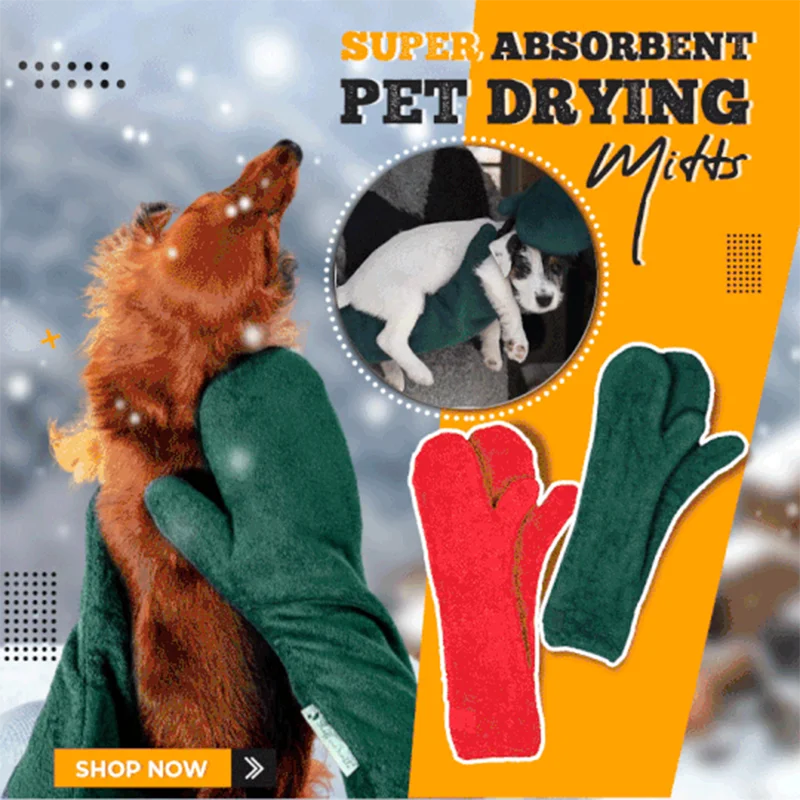 

Super Absorbent Pet Drying Mitts Microfiber Pet Bath Towels Convenient Forearm Length For Drying Dogs Cats Horse Coat Pet Towels