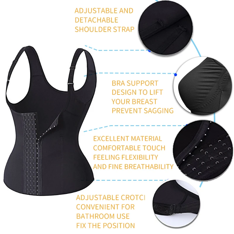 tummy tucker for women Waist Trainer Sauna Vest Tummy Belly  Body Shaper Waist Cincher Corset Adjustable Strap Zipper Hook Shapewear Women Corset target shapewear