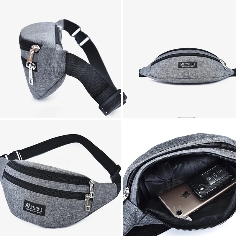 

New Men Women Unisex Waist Fanny Pack Sport Travel Belt Zipper Waist Bag Crossbody Bag Oxford Soft Casual Chest Pouch