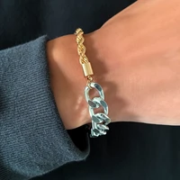 ingesight z mix color twisted metal rope chain bracelets bangles men miami curb chunky friendship bracelets wrist chain jewelry