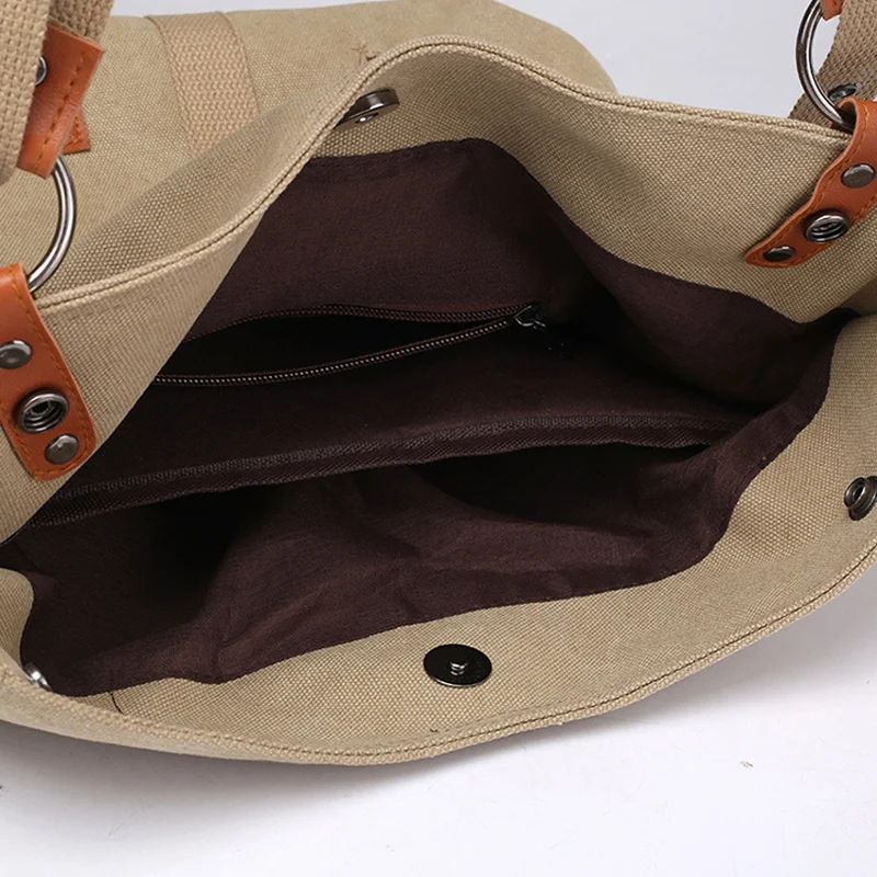 

Vintage Two Way Canvas Tote Bag Multifunction Large Capacity Handbag for Travel FEA889