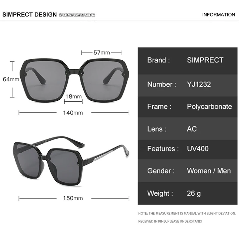 

SIMPRECT Oversized Sunglasses Women 2020 Luxury Brand Designer Retro Square Sunglasses Vintage Big Sun Glasses Shades For Women