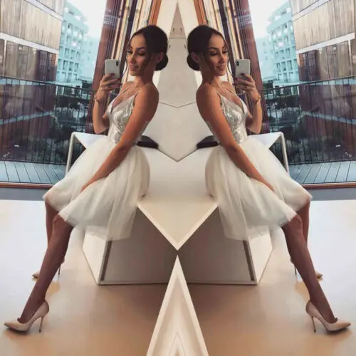 Женское вечернее мини-платье с блестками ТРАПЕЦИЕВИДНОЕ привлекательное