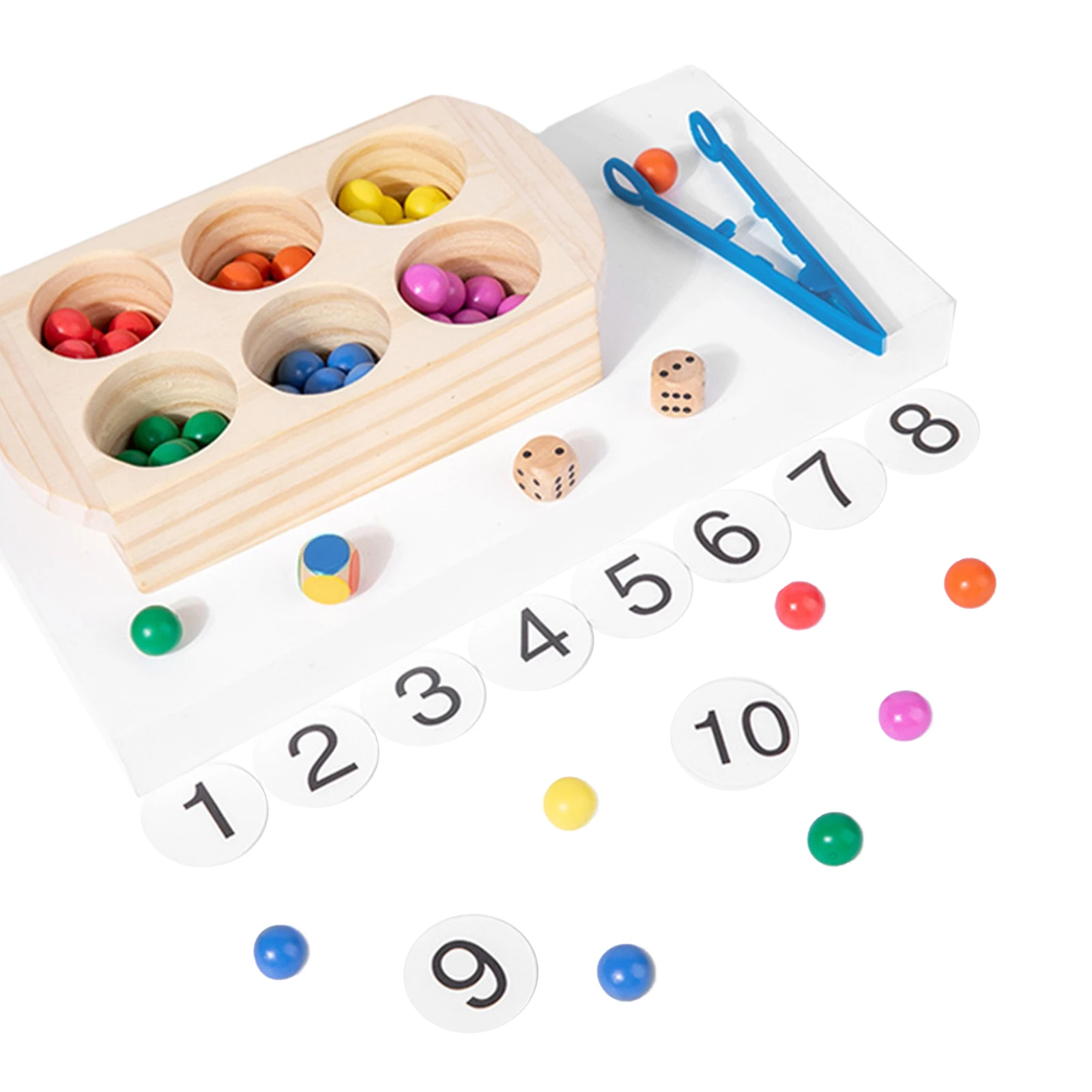 

Wood Counting Bead Color Matching Developmental Fun Motor Skill Sensory Toys
