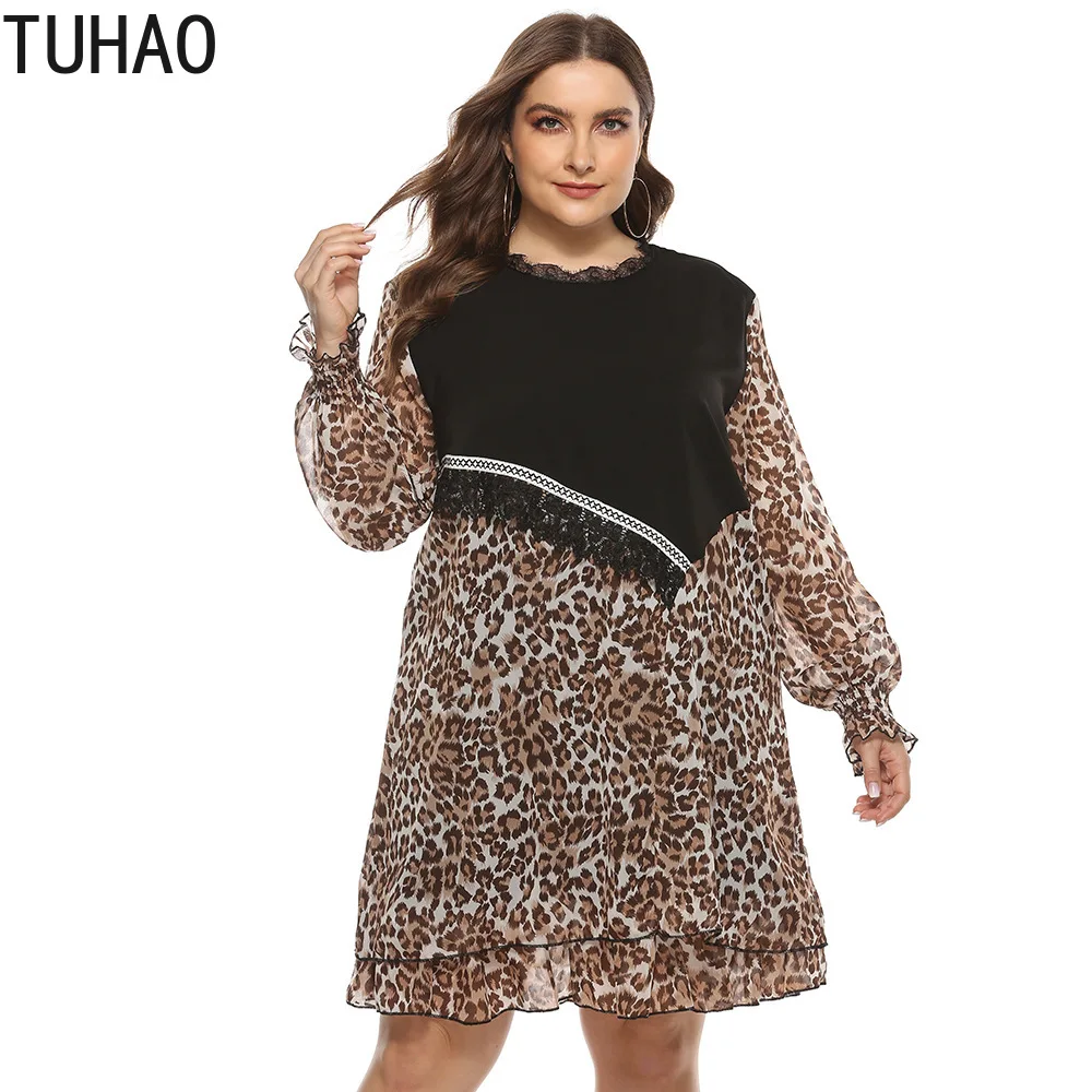 

TUHAO Oversized 5XL 4XL 3XL Dress Women 2022 Spring Vintage Elegant Harajuku Black Loose Fashion Lace Up Mid-calf Vestidos