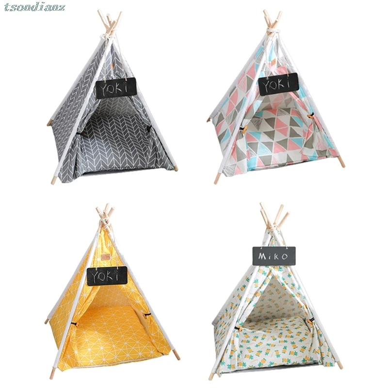 

Pet Tent House Cat Bed Portable Teepee With Thick Cushion And Available For Dog Puppy Excursion Outdoor Indoor