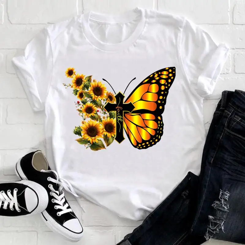 

Женская футболка с коротким рукавом, с цветочным принтом