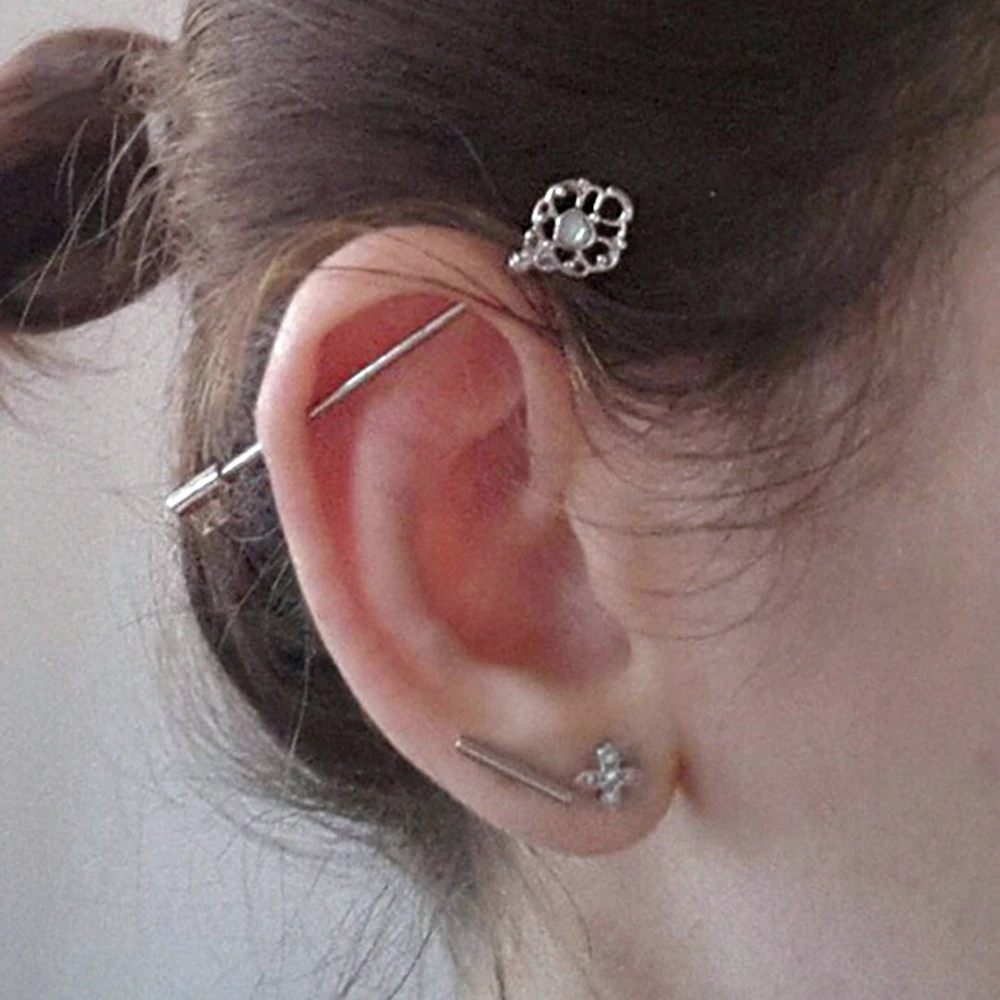 Серьги-штанги для пирсинга женские из новинка Опаловая стали с фианитами Длинные