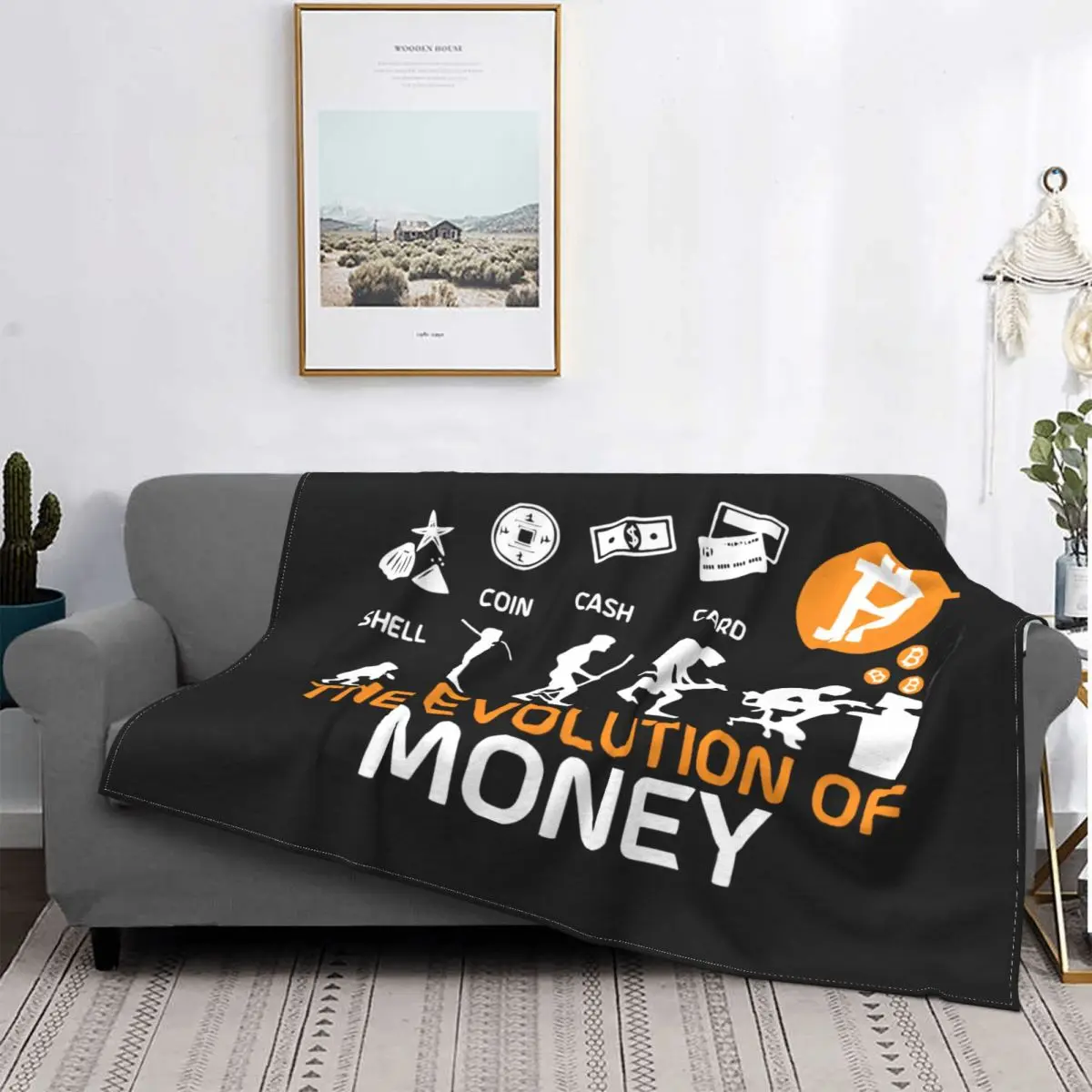 

The Evolution Of Money, забавное фланелевое одеяло для биткоинов, криптовалюты, забавное одеяло для строительства офиса