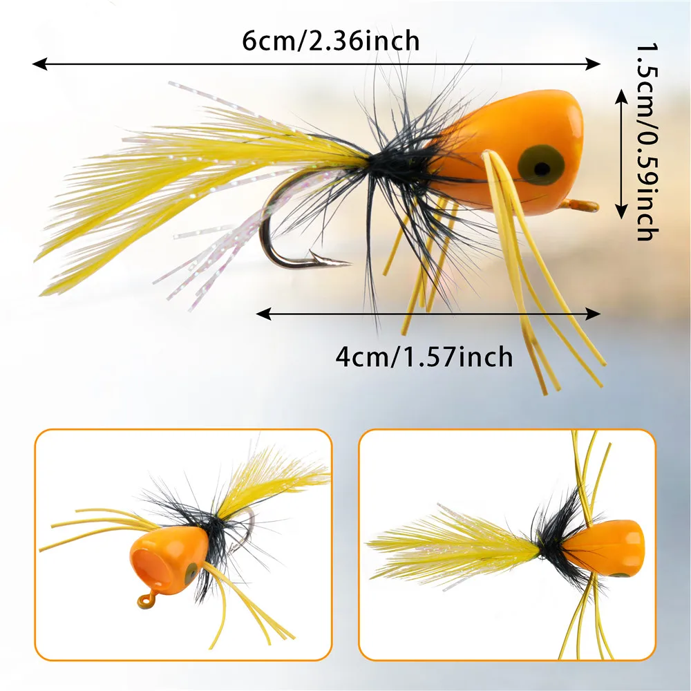 20Pcs Floating Fly Jig Fishing bait Kit Casting Foam Flying Popper Jigs head hooks For Bass Walleye Trolling jigging Lure Tackle - купить по