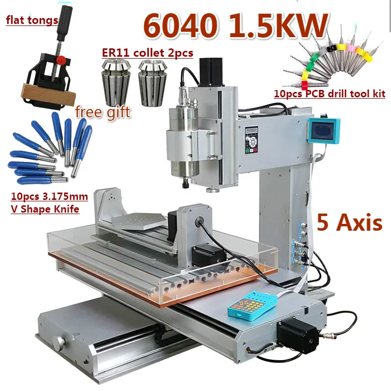 5 оси Вертикальная колонна Тип cnc оборудование с поперечным перекрытием швов 6040