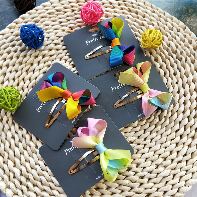 1 шт. новые милые Мультяшные радужные заколки с бантом BB для волос аксессуары