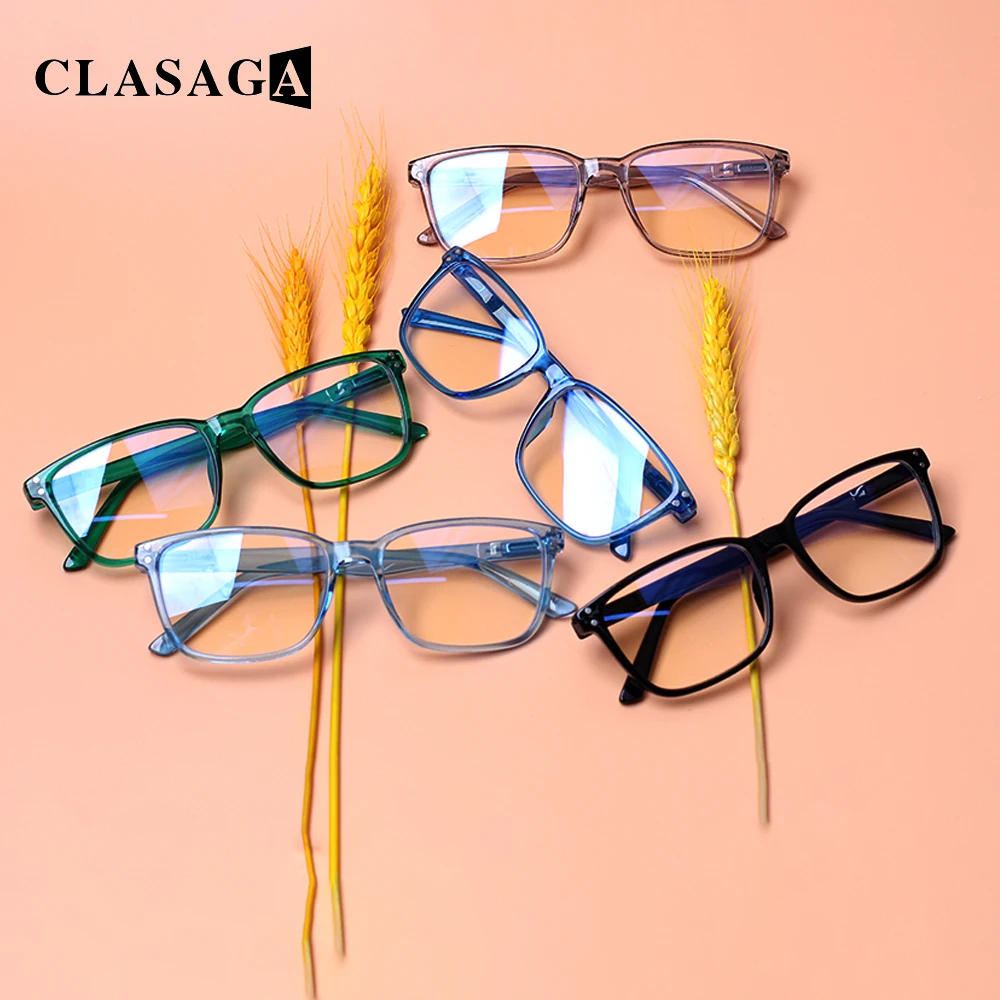 

CLASAGA Prescription Reading Glasses Spring Hinge Blue Light Blocking Men and Women Computer Reader Eyeglasses Diopter 0-400