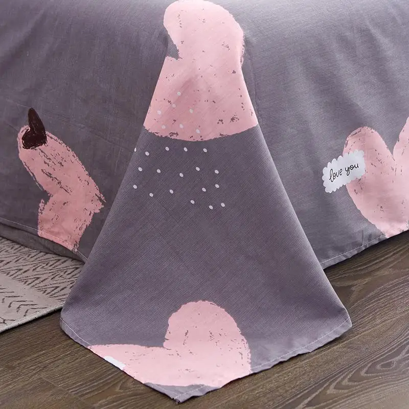 J 100% Pure Cotton Fashion Bedding Set luxury Pink love Family Sheet Duvet Cover Pillowcase Full King Single Queen bed set | Дом и сад