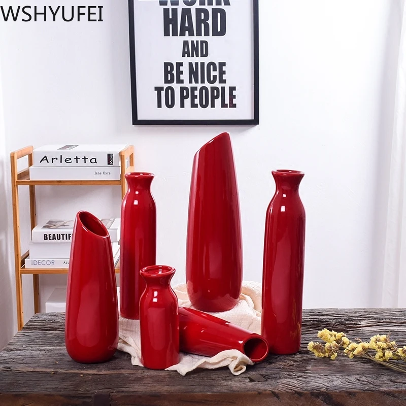 Красная креативная керамическая ваза в новом стиле высококачественные