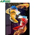 AZQSD 5D Diy алмазная живопись рыбы камни в форме ромбакруглый дрель мозаика Алмазная вышивка ручной работы Животные художественный Декор для дома подарки