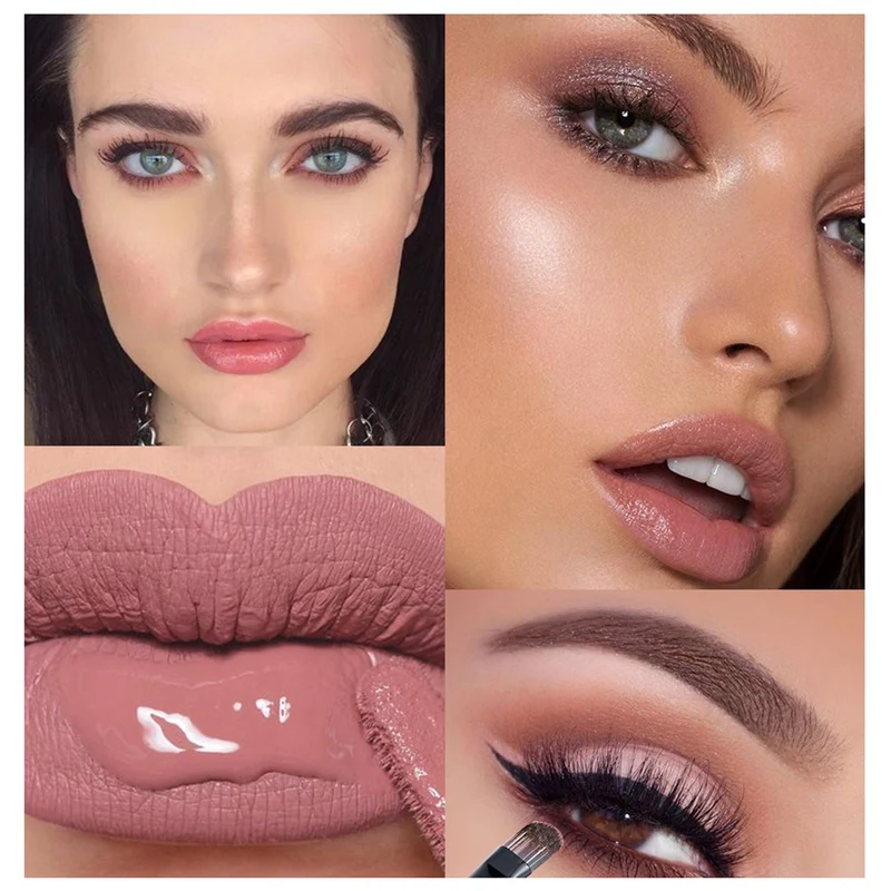 

Popfeel Cosmetics Kit Eyeshadow Palette Make Up Box Lipstick Makeup Brushes with Bag