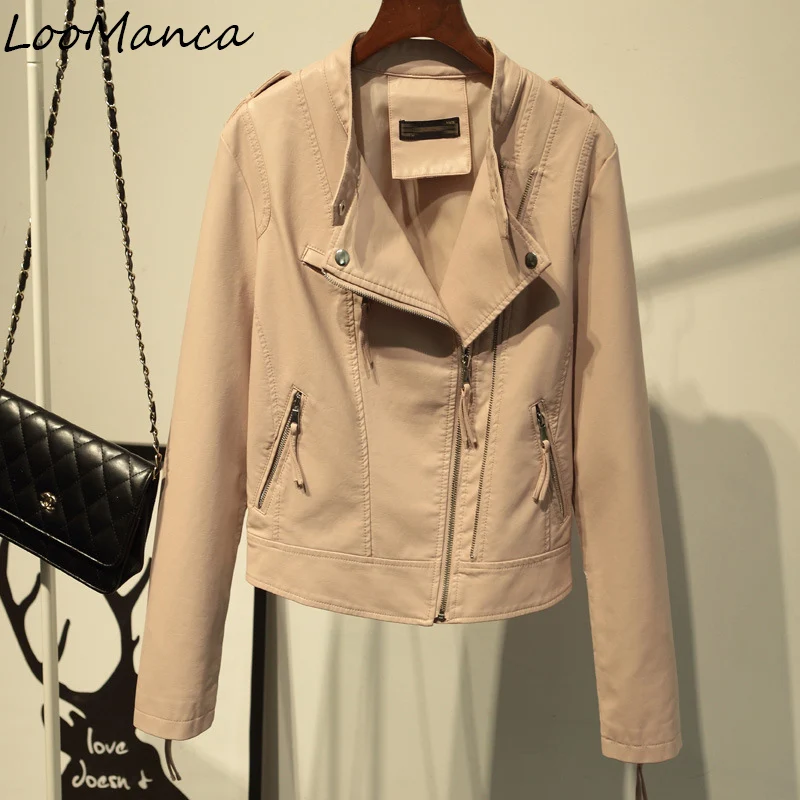 Новинка 2019 осенние женские Кожаные Мотоциклетные короткие пальто из