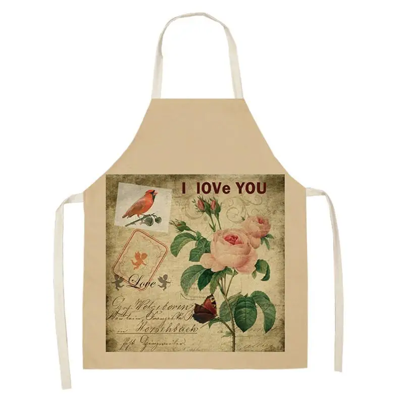 Винтажные бриллиантовые фартуки из хлопка и льна в виде розы для кухни