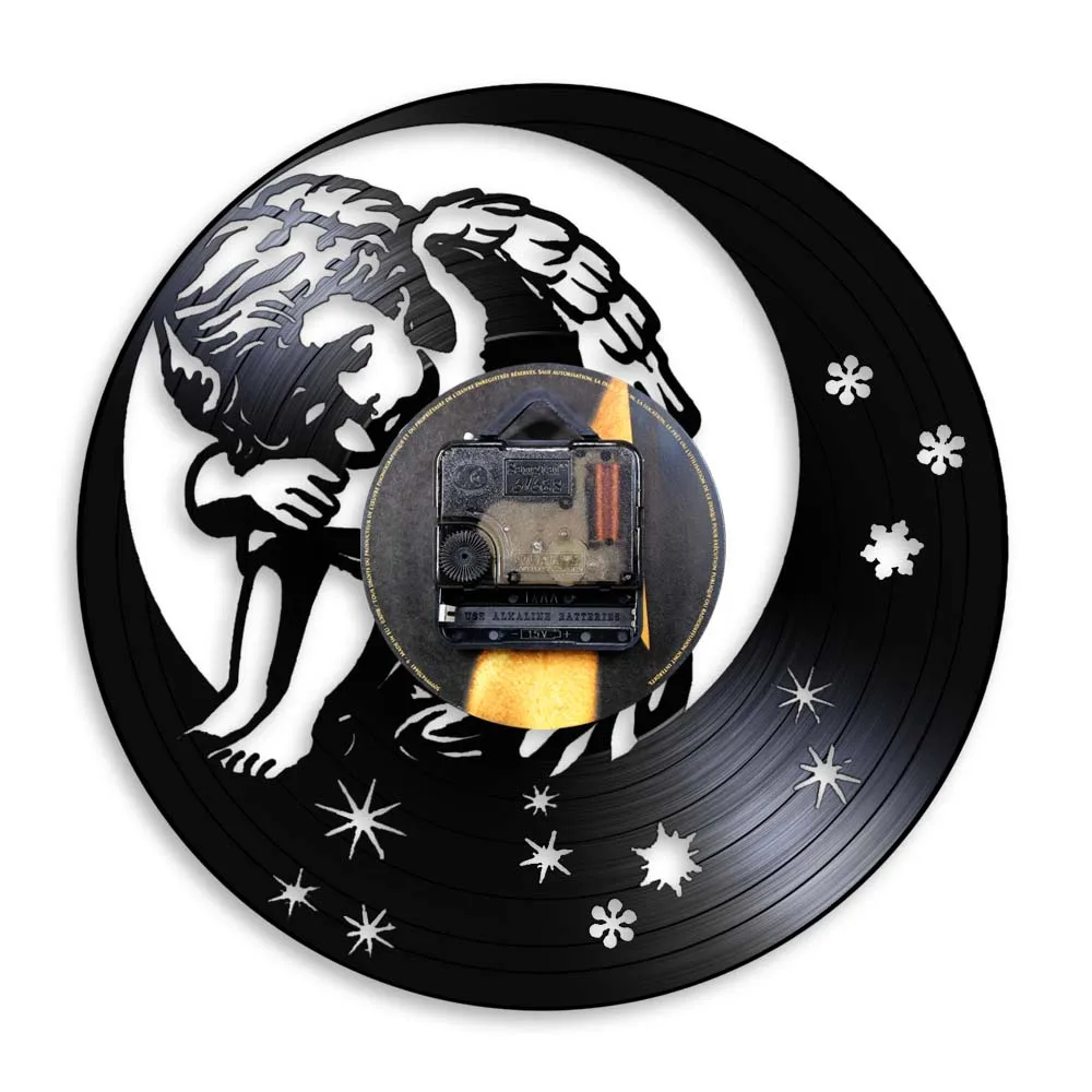 Настенные часы Ангел на Луне современные Винтажные Украшения для детской