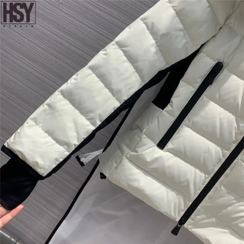 【HSY】 зимняя женская 90% белая куртка-пуховик с гусиным пухом, большой меховой воротник лисы, уличная Лыжная куртка с капюшоном, облегающая теплая легкая куртка-пуховик