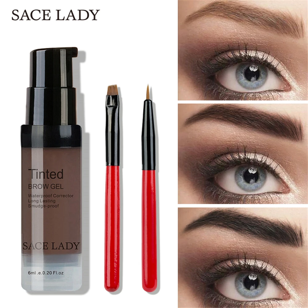 6 цветов гель для бровей водостойкий оттенок набор кистей макияжа коричневый