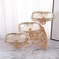 luxury square fruit bowl tempered glass multilayer fruit bowl hotel home general fruit bowl decorations