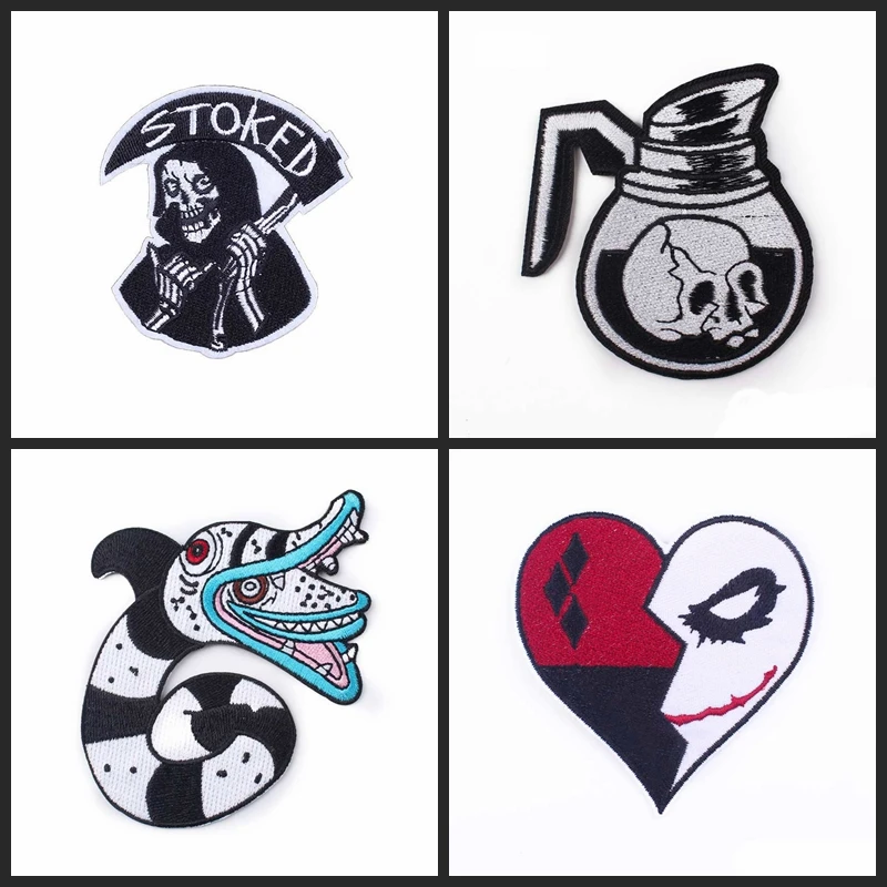 Нашивка с черепом в стиле панк ТЕРМОколготки вышитые нашивки для одежды НЛО