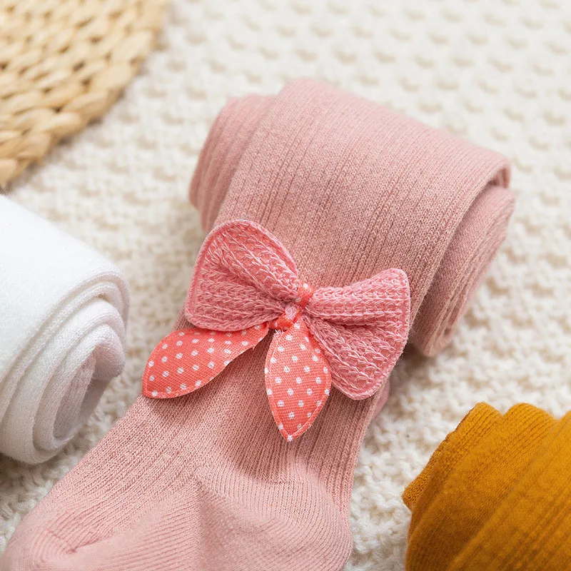 

Baby Girls Cute Bow Pantyhose Knitted Tight Autumn Winter Warm Tights Cotton Toddlers Clothing New