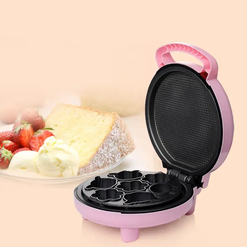 

220V Electric Automatic Cake Machine Mini Cartoon Waffle Sandwich Baking Multifunction Breakfast Maker UK Plug